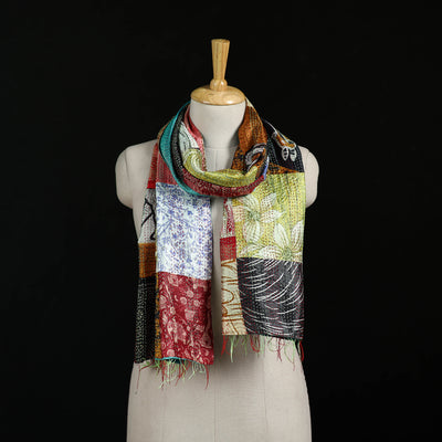 Bengal Kantha Handwork Patchwork Reversible Silk Stole 126