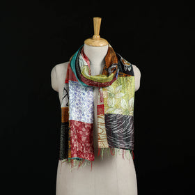 Bengal Kantha Handwork Patchwork Reversible Silk Stole 126