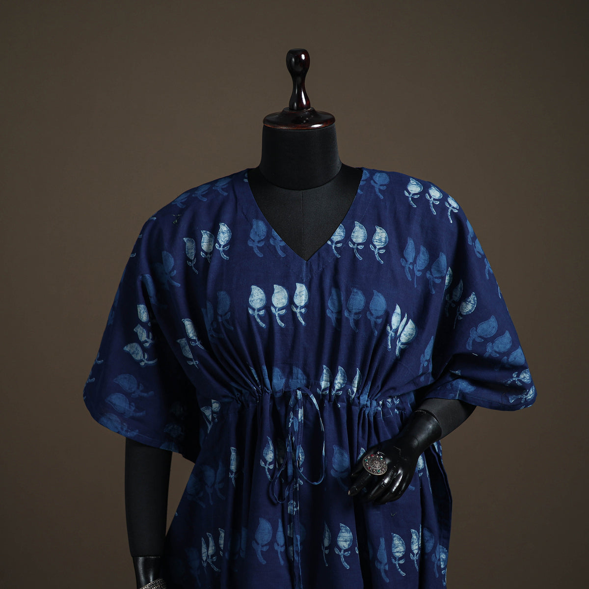 Akola Hand Block Print Natural Dyed Cotton Kaftan (Medium) 159