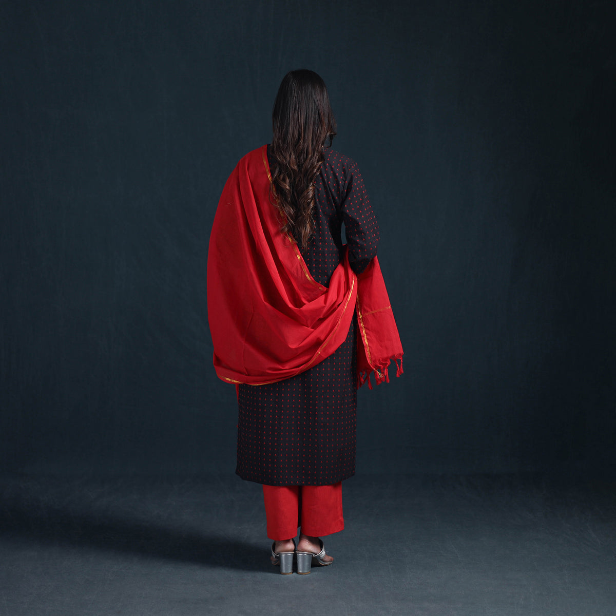 Jacquard Cotton Suit Set with Dupatta for Women 28