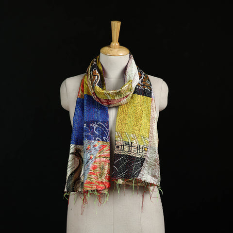 Bengal Kantha Handwork Patchwork Reversible Silk Stole 127