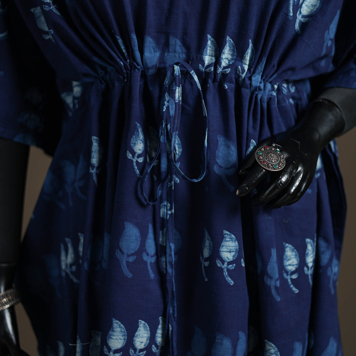 Akola Hand Block Print Natural Dyed Cotton Kaftan (Medium) 159