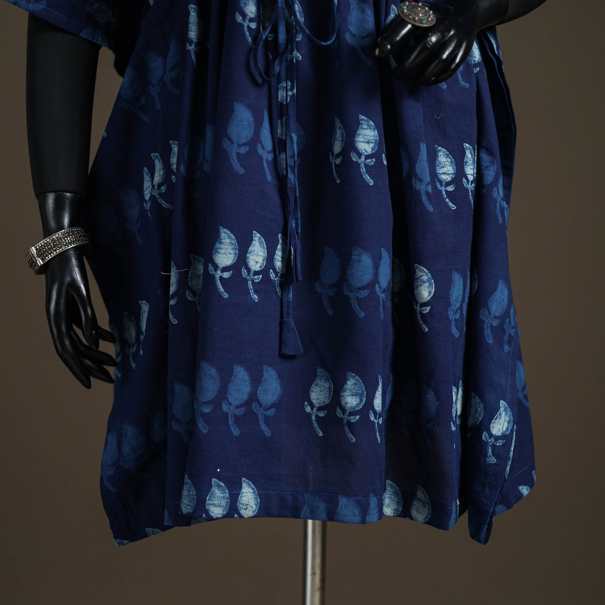 Akola Hand Block Print Natural Dyed Cotton Kaftan (Medium) 159