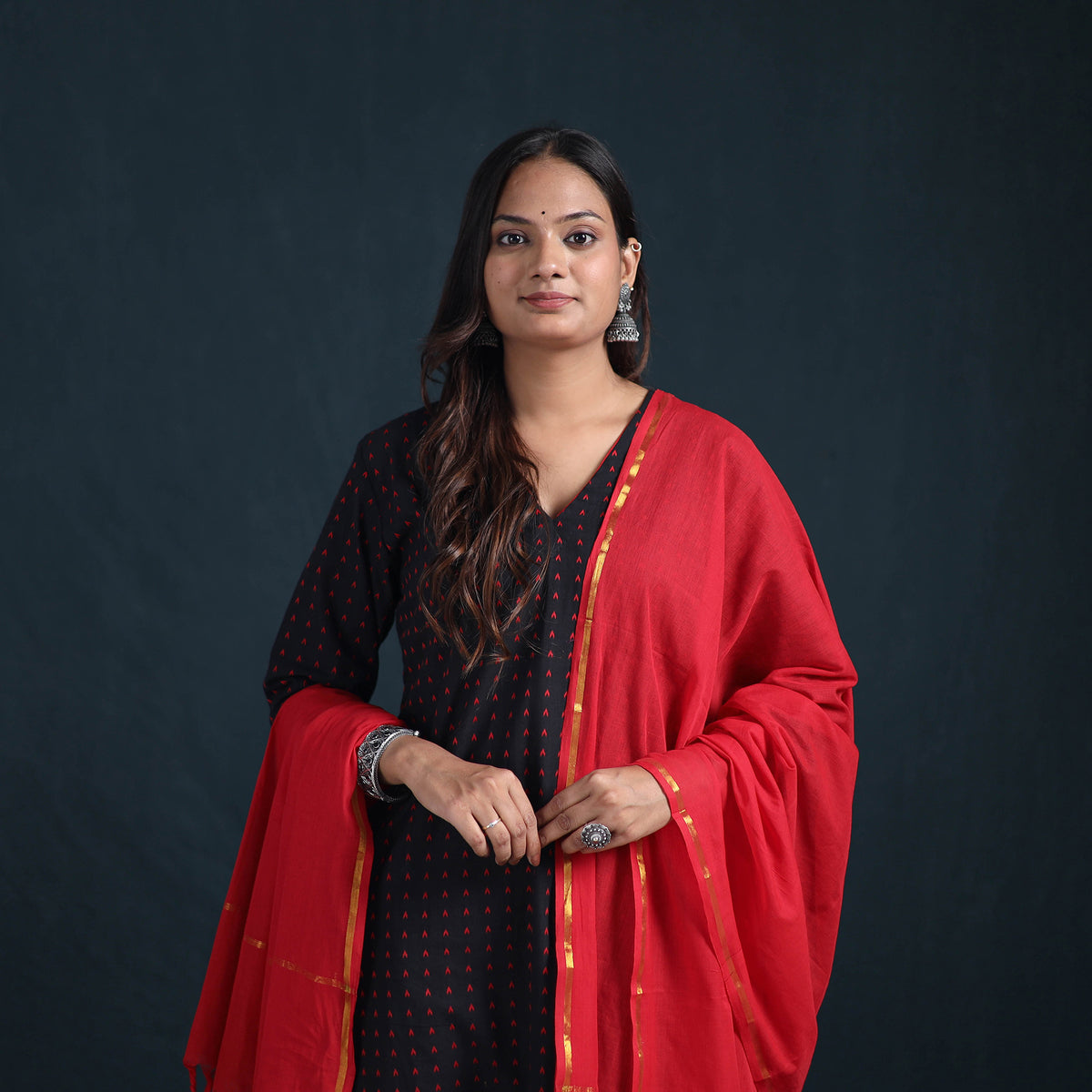Jacquard Cotton Suit Set with Dupatta for Women 28