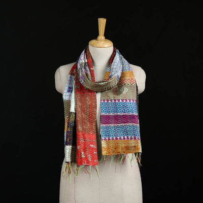 Bengal Kantha Handwork Patchwork Reversible Silk Stole 128