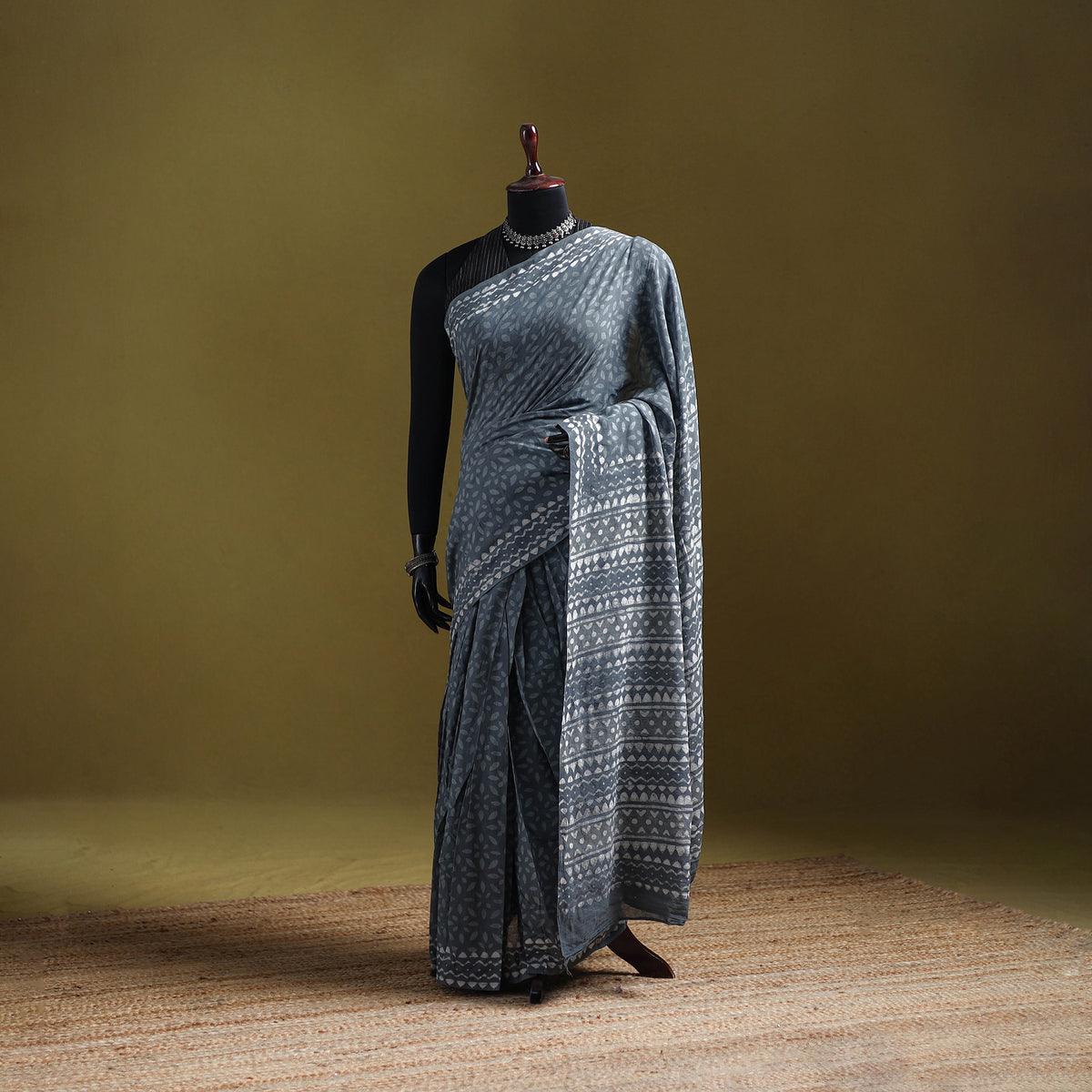 Batik Hand Block Print Pure Mul Cotton Ready To Wear Saree 44