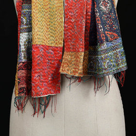 Bengal Kantha Handwork Patchwork Reversible Silk Stole 129