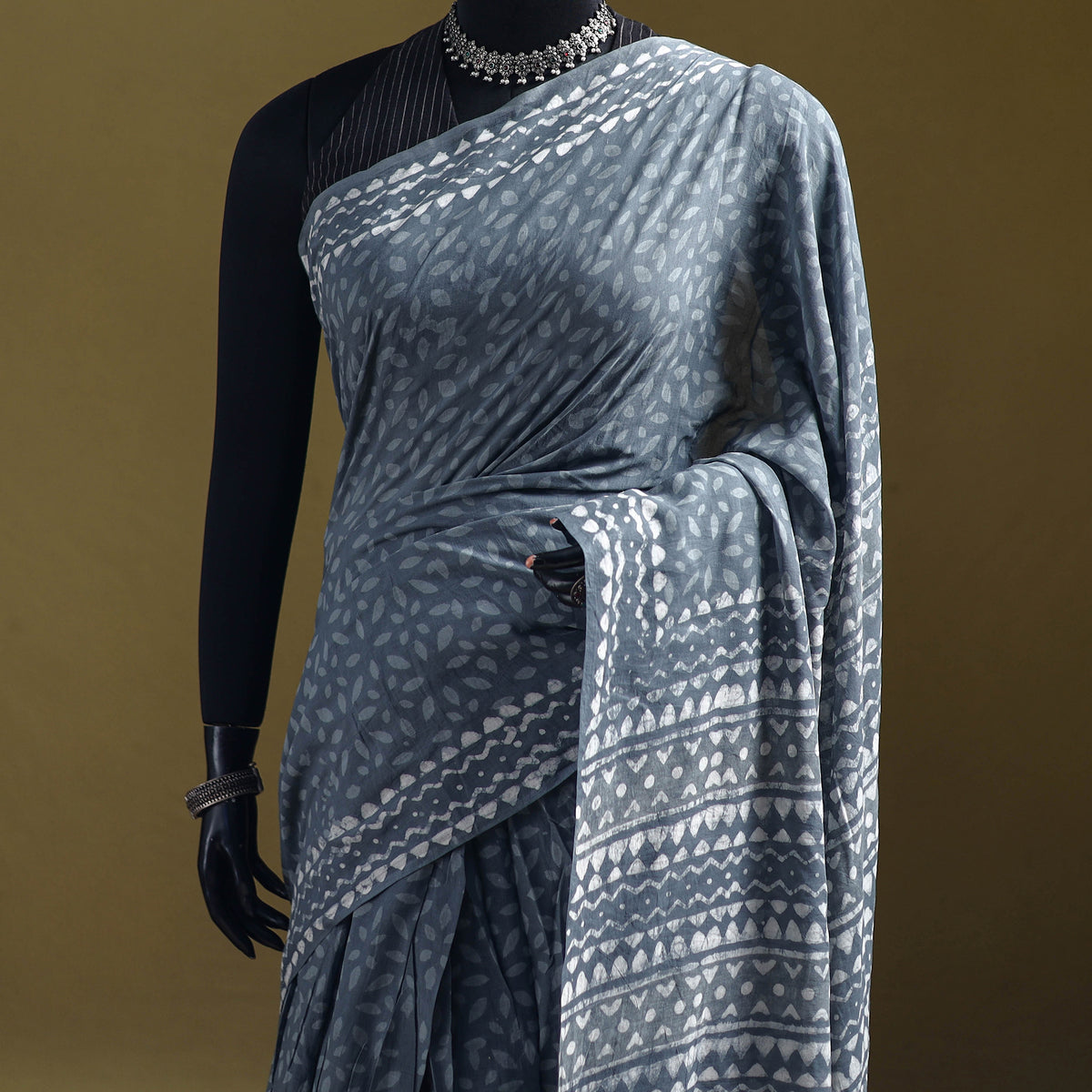 Batik Hand Block Print Pure Mul Cotton Ready To Wear Saree 44