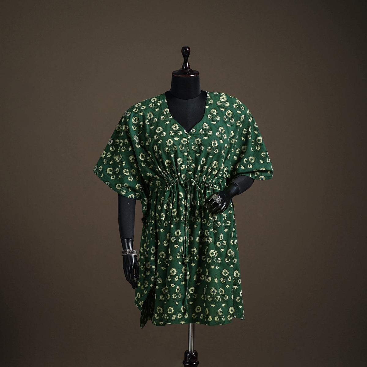 Akola Hand Block Print Natural Dyed Cotton Kaftan (Medium) 160