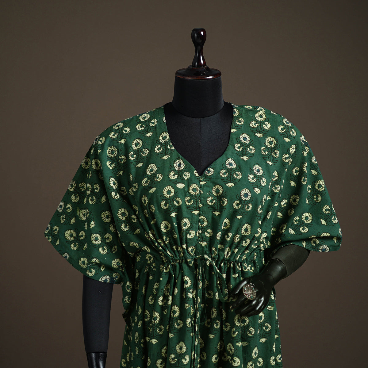 Akola Hand Block Print Natural Dyed Cotton Kaftan (Medium) 160