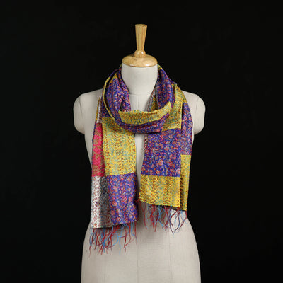 Bengal Kantha Handwork Patchwork Reversible Silk Stole 130