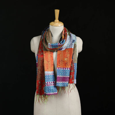 Bengal Kantha Handwork Patchwork Reversible Silk Stole 131
