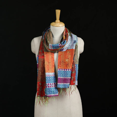 Bengal Kantha Handwork Patchwork Reversible Silk Stole 131