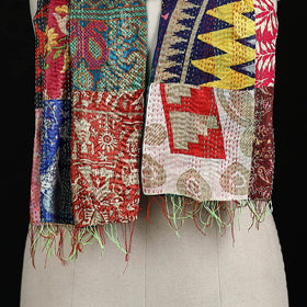 Bengal Kantha Handwork Patchwork Reversible Silk Stole 132