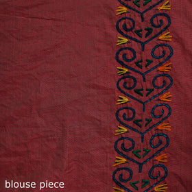 Pink - Bengal Kantha Hand Embroidery Silk Cotton Chapa Work Saree 76