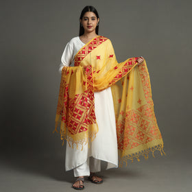  Phulkari Hand Embroidery Kota Doria Chanderi Silk Dupatta with Tassels 15 