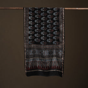 Handloom Chanderi Silk Ajrakh Hand Block Print Natural Dyed Stole 11