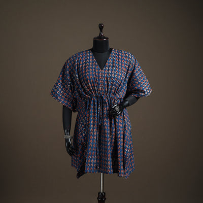 Akola Hand Block Print Natural Dyed Cotton Kaftan (Medium) 161
