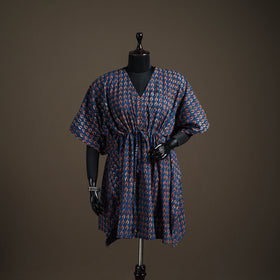 Akola Hand Block Print Natural Dyed Cotton Kaftan (Medium) 161