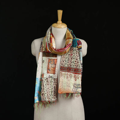 Bengal Kantha Handwork Patchwork Reversible Silk Stole 134