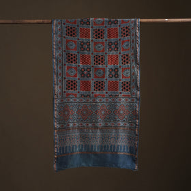 Handloom Chanderi Silk Ajrakh Hand Block Print Natural Dyed Stole 01
