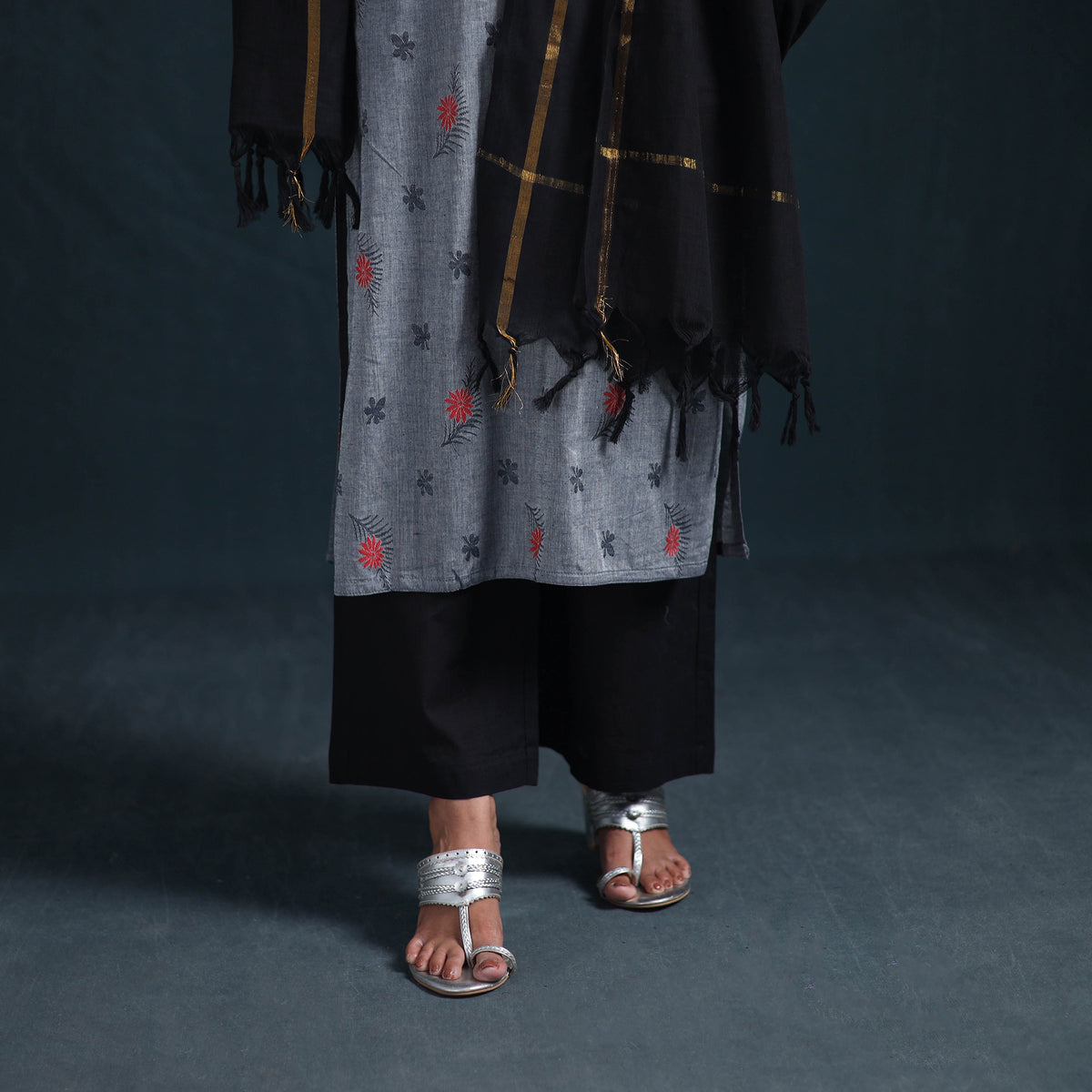 Jacquard Cotton Suit Set with Dupatta for Women 27