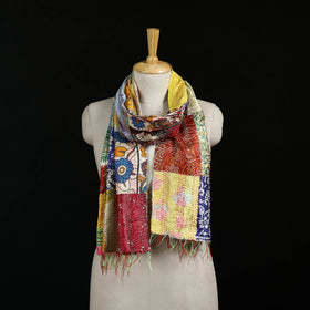 Bengal Kantha Handwork Patchwork Reversible Silk Stole 135