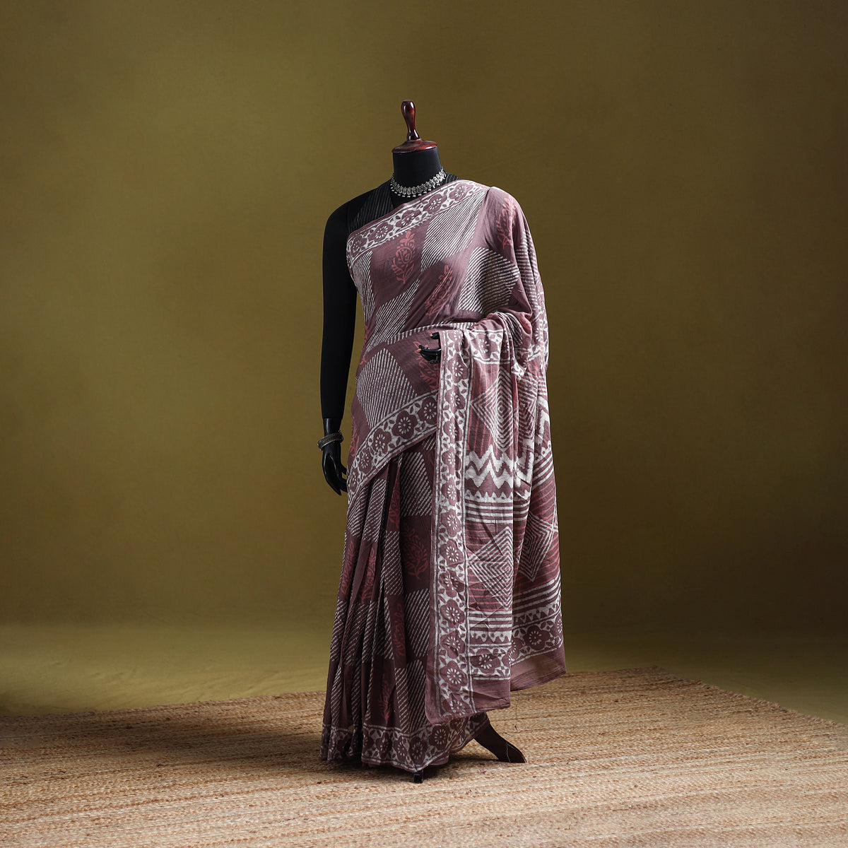 Batik Hand Block Print Pure Mul Cotton Ready To Wear Saree 45