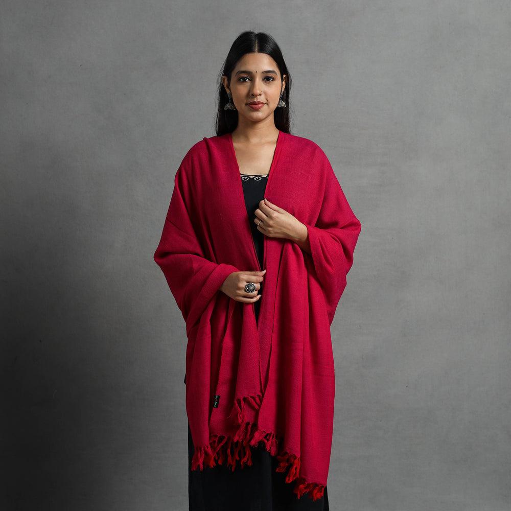 Pink - Kumaun Handwoven Pure Merino Wool Shawl for Women 55