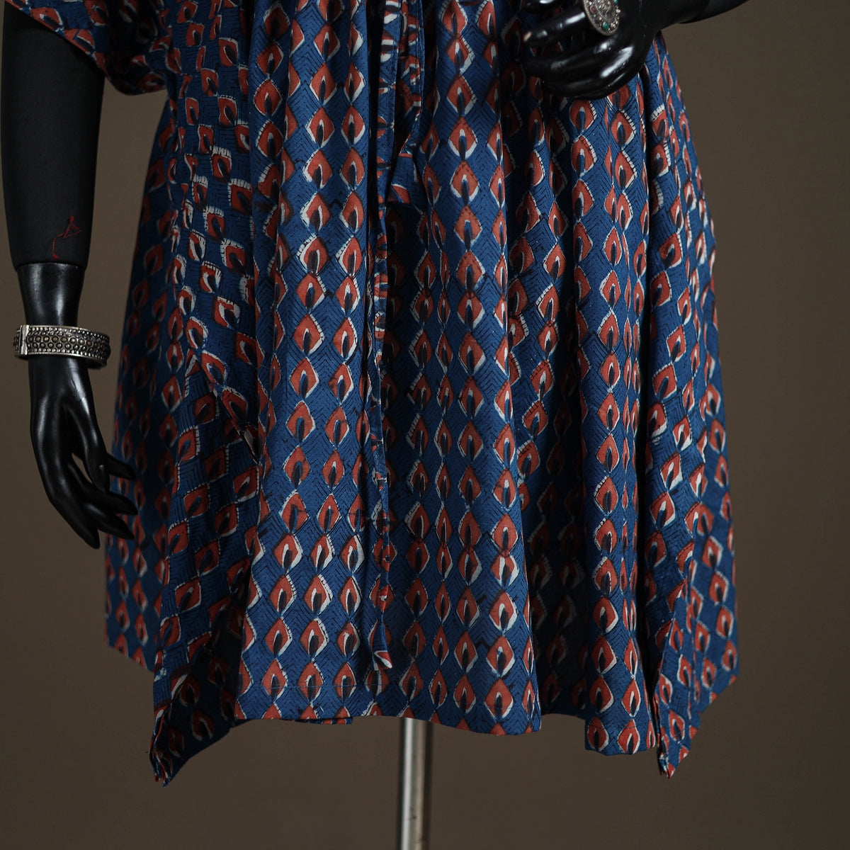 Akola Hand Block Print Natural Dyed Cotton Kaftan (Medium) 161