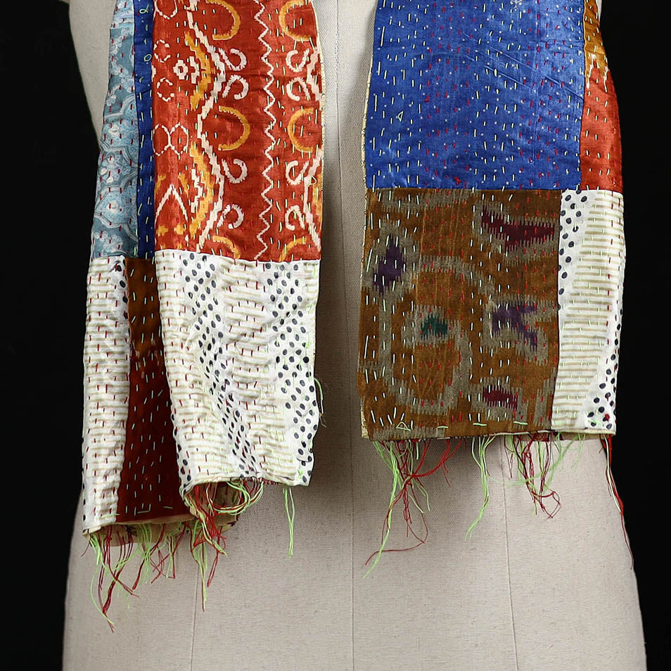 Bengal Kantha Handwork Patchwork Reversible Silk Stole 136