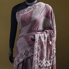 Batik Hand Block Print Pure Mul Cotton Ready To Wear Saree 45