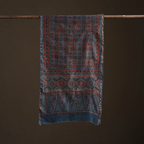 Handloom Chanderi Silk Ajrakh Hand Block Print Natural Dyed Stole 05