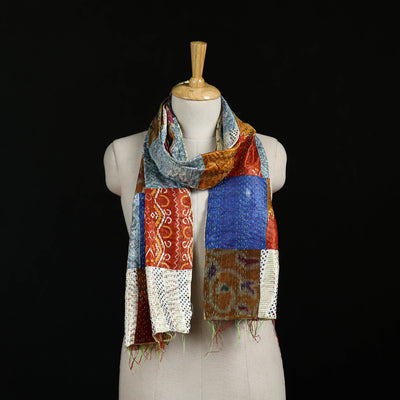 Bengal Kantha Handwork Patchwork Reversible Silk Stole 136