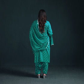 Bandhani Tie-Dye Cotton Suit Set with Dupatta for Women 13