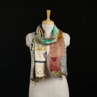 Bengal Kantha Handwork Patchwork Reversible Silk Stole 138