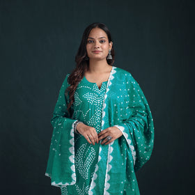 Bandhani Tie-Dye Cotton Suit Set with Dupatta for Women 13