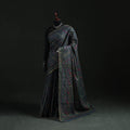 Black - Bengal Kantha Hand Embroidery Silk Cotton Chapa Work Saree 78