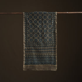 Handloom Chanderi Silk Ajrakh Hand Block Print Natural Dyed Stole 15