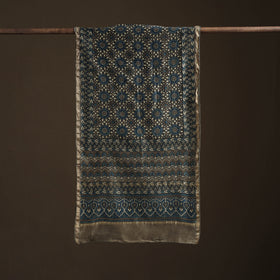 Handloom Chanderi Silk Ajrakh Hand Block Print Natural Dyed Stole 07