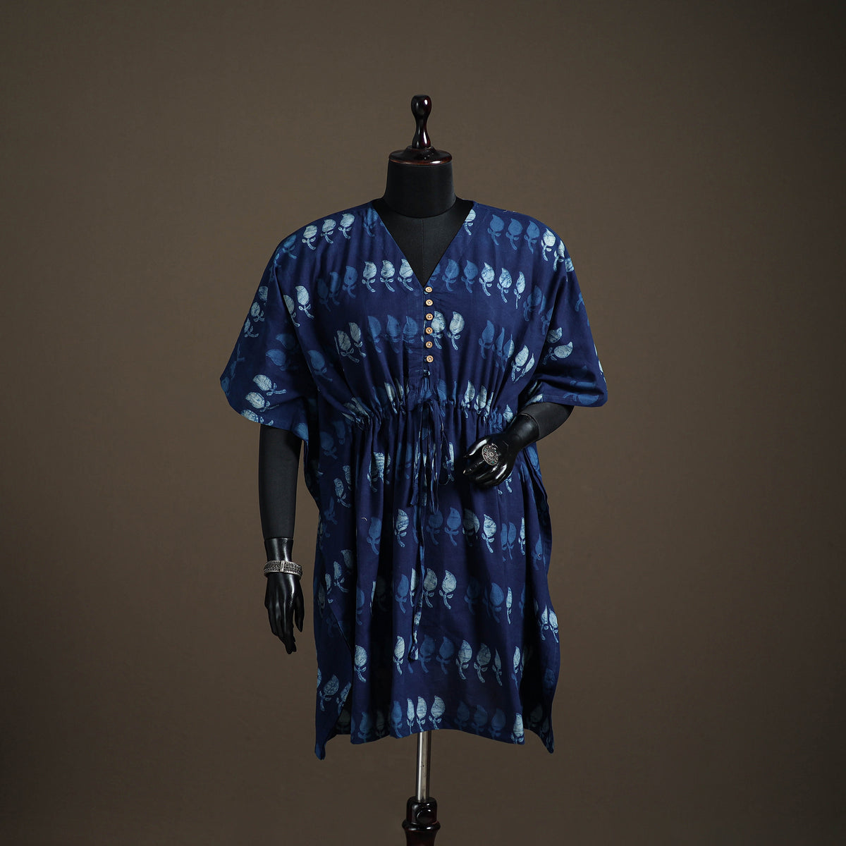 Akola Hand Block Print Natural Dyed Cotton Kaftan (Medium) 163