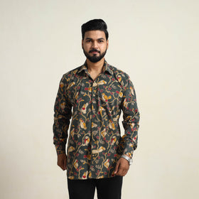Buy Green Cotton Men Kalamkari Print Shirt