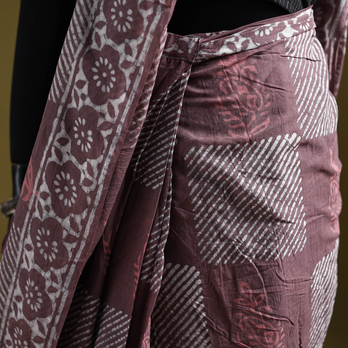 Batik Hand Block Print Pure Mul Cotton Ready To Wear Saree 45