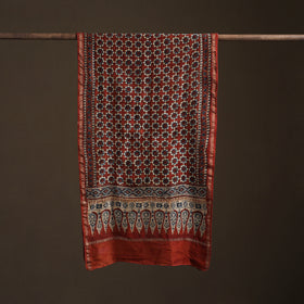 Handloom Chanderi Silk Ajrakh Hand Block Print Natural Dyed Stole 09