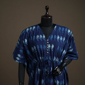 Akola Hand Block Print Natural Dyed Cotton Kaftan (Medium) 163
