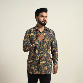 Buy Green Cotton Men Kalamkari Print Shirt