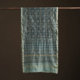 Handloom Chanderi Silk Ajrakh Hand Block Print Natural Dyed Stole 10