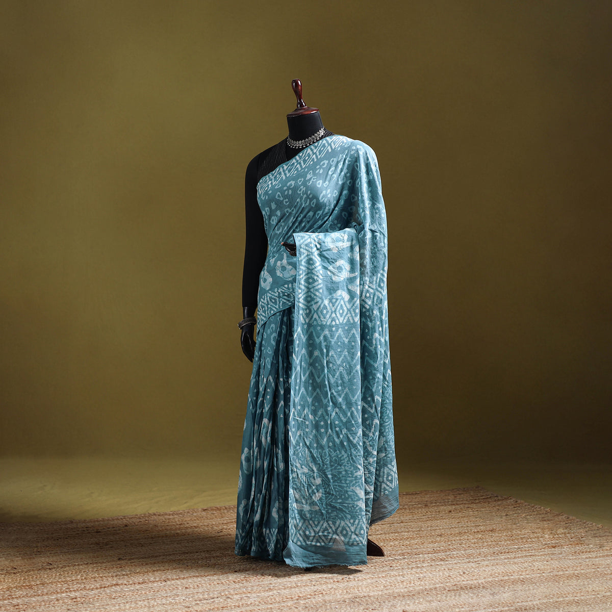 Batik Hand Block Print Pure Mul Cotton Ready To Wear Saree 46