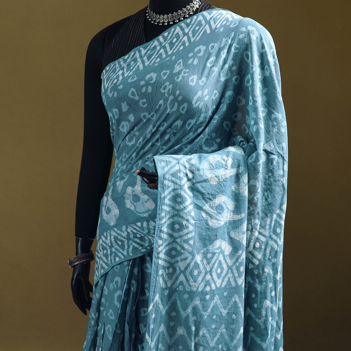 Batik Hand Block Print Pure Mul Cotton Ready To Wear Saree 46