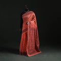Peach - Bengal Kantha Hand Embroidery Silk Cotton Chapa Work Saree 79